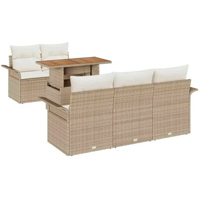 Vidaxl Gartensofa-Set - Modern Beige Rattan mit Kissen Vidaxl Gartensofa-Set - Modern Beige Rattan mit Kissen