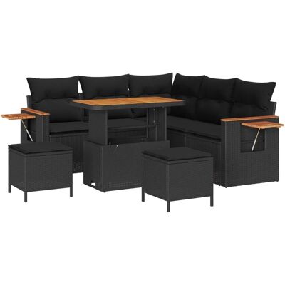 vidaXL Gartensofa-Set mit Kissen 8 Stk Schwarz 3363174 vidaXL Gartensofa-Set mit Kissen 8 Stk Schwarz 3363174