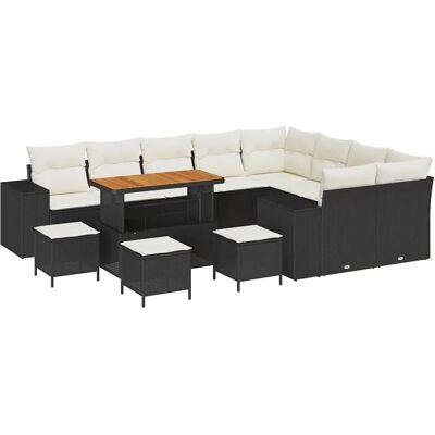 vidaXL Garten-Sofa-Set mit Kissen 13-Tlg Schwarz und Creme 3364000 vidaXL Garten-Sofa-Set mit Kissen 13-Tlg Schwarz und Creme 3364000