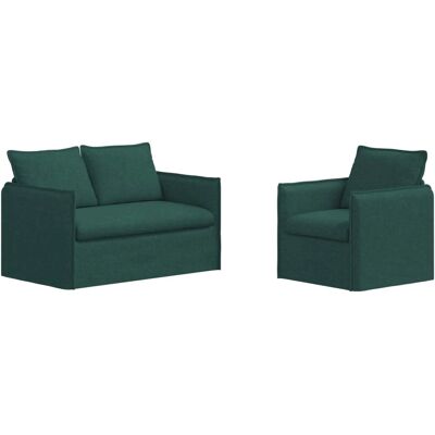 vidaXL Sofa 2-Tlg Dunkelgrün 196 x 82 x 85 cm Stoff 3407526 vidaXL Sofa 2-Tlg Dunkelgrün 196 x 82 x 85 cm Stoff 3407526