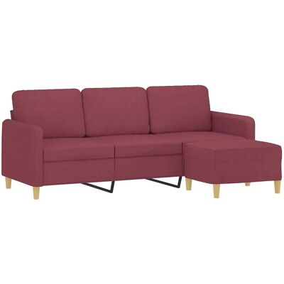 VIDAXL 3-Sitzer Sofa mit Fußstütze - Rotwein - Couch VIDAXL 3-Sitzer Sofa mit Fußstütze - Rotwein - Couch