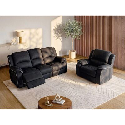 Vente-unique Couchgarnitur Mit Sessel Hernani Schwarz 210 cm 100 cm Vente-unique Couchgarnitur Mit Sessel Hernani Schwarz 210 cm 100 cm
