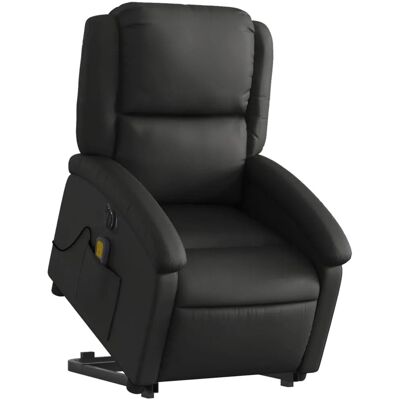 vidaXL Massagesessel mit Aufstehhilfe Elektrisch Schwarz Echtleder vidaXL Massagesessel mit Aufstehhilfe Elektrisch Schwarz Echtleder