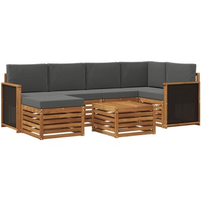 vidaXL Ecksofa Set mit Kissen 6 Stk Natur und Anthrazit 3384583 vidaXL Ecksofa Set mit Kissen 6 Stk Natur und Anthrazit 3384583
