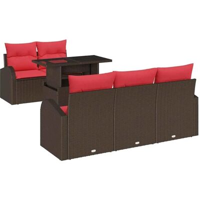 vidaXL Gartensofa-set mit Kissen 6 Stk Braun Poly Rattan 3348560 vidaXL Gartensofa-set mit Kissen 6 Stk Braun Poly Rattan 3348560
