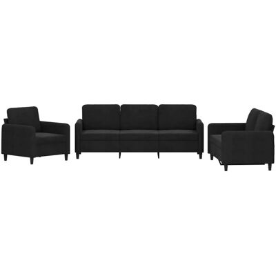 vidaXL 3-Tlg Sofagarnitur Schwarz Samt 3201939 vidaXL 3-Tlg Sofagarnitur Schwarz Samt 3201939