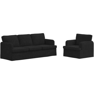 vidaXL Sofa 2-Tlg Schwarz 144 x 80 x 85 cm Stoff 3407606 vidaXL Sofa 2-Tlg Schwarz 144 x 80 x 85 cm Stoff 3407606