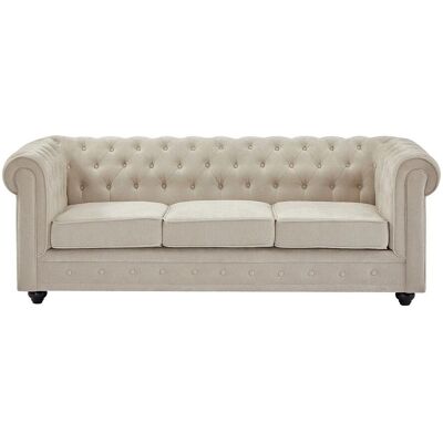 Vente-unique Sofa Ohne Schlafmöglichkeit Chesterfield Beige 205 cm Vente-unique Sofa Ohne Schlafmöglichkeit Chesterfield Beige 205 cm