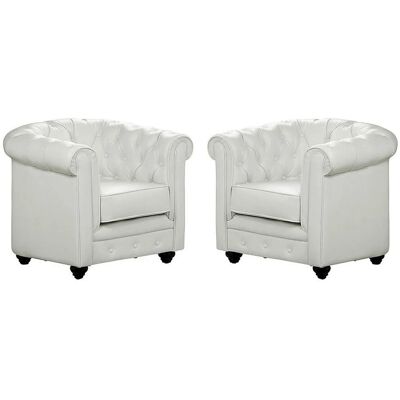 Vente-unique Chesterfield Set - Synthetisches Leder - Weiß - Sofa & Sessel Vente-unique Chesterfield Set - Synthetisches Leder - Weiß - Sofa & Sessel