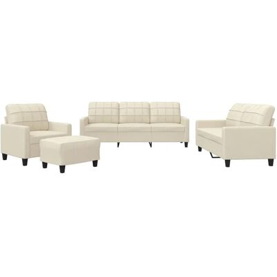 vidaXL 4-teiliges cremefarbenes Sofa-Set aus Kunstleder - Sofa, 2- und 3-Sitzer, Hocker vidaXL 4-teiliges cremefarbenes Sofa-Set aus Kunstleder - Sofa, 2- und 3-Sitzer, Hocker