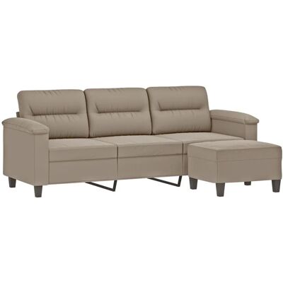 vidaXL 3-Sitzer Sofa mit Fußstütze 180 cm Mikrofaser Grau-Braun - Sofa vidaXL 3-Sitzer Sofa mit Fußstütze 180 cm Mikrofaser Grau-Braun - Sofa