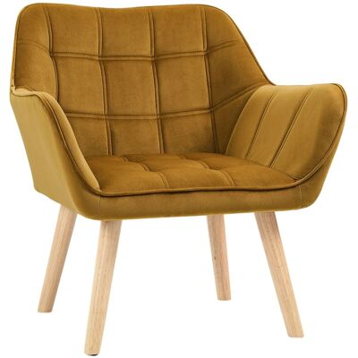 HOMCOM Einzelsessel Polyester Gummiholz Gelb 67L x 61,5B x 71H cm HOMCOM Einzelsessel Polyester Gummiholz Gelb 67L x 61,5B x 71H cm
