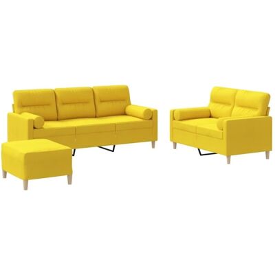 vidaXL Hellgelbes Sofa-Set mit Kissen - Sofaset vidaXL Hellgelbes Sofa-Set mit Kissen - Sofaset