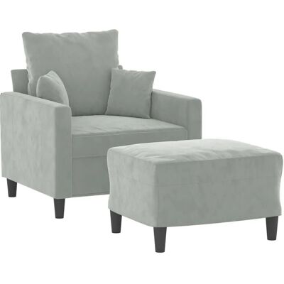 vidaXL Sessel mit Hocker - Hellgrau - Modernes Wohnzimmermöbel vidaXL Sessel mit Hocker - Hellgrau - Modernes Wohnzimmermöbel