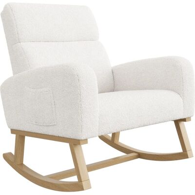 PXloue Schaukelstuhl in Weiß mit Seitentaschen Teddy-Samt 79L x 69B x 87H cm PXloue Schaukelstuhl in Weiß mit Seitentaschen Teddy-Samt 79L x 69B x 87H cm