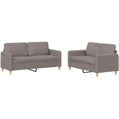 vidaXL 2-Tlg Sofagarnitur mit Kissen Taupe Stoff 3202093 vidaXL 2-Tlg Sofagarnitur mit Kissen Taupe Stoff 3202093