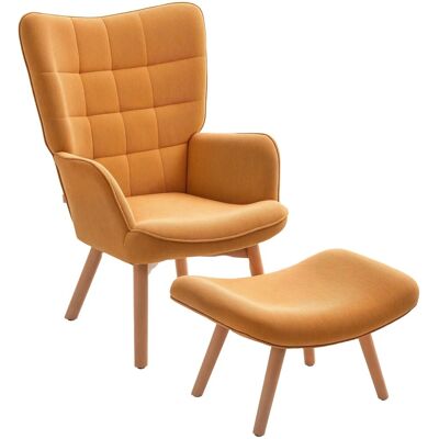 HOMCOM Ohrensessel mit Hocker Kord Braun 72L x 80B x 101H cm HOMCOM Ohrensessel mit Hocker Kord Braun 72L x 80B x 101H cm