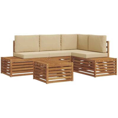 vidaXL Sofagarnituren mit Kissen 5-Tlg Natur und Beige 3375448 vidaXL Sofagarnituren mit Kissen 5-Tlg Natur und Beige 3375448