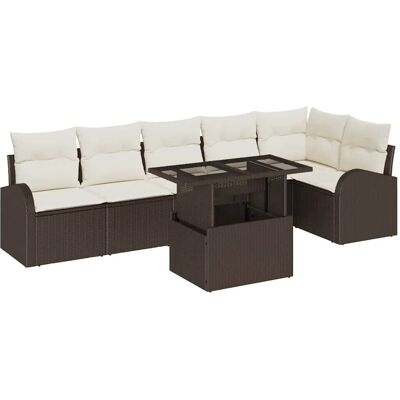Vidaxl Gartensofagarnitur 7 Stück Braun Poly Rattan Vidaxl Gartensofagarnitur 7 Stück Braun Poly Rattan
