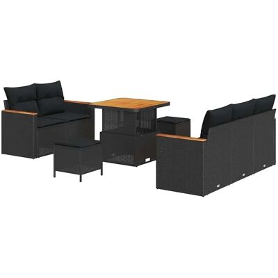 vidaXL Garten-Sofa-Set mit Kissen 8-Tlg Schwarz Poly Rattan 3362984 vidaXL Garten-Sofa-Set mit Kissen 8-Tlg Schwarz Poly Rattan 3362984