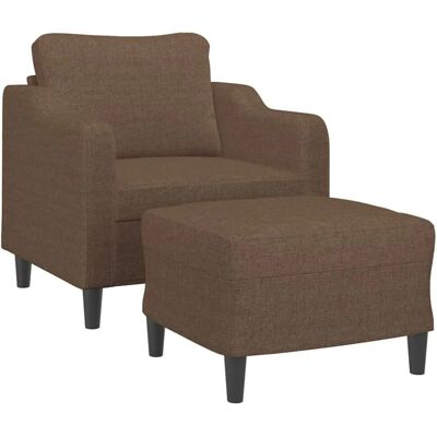 vidaXL Sessel mit Hocker Braun 60 cm Stoff 3201130 vidaXL Sessel mit Hocker Braun 60 cm Stoff 3201130