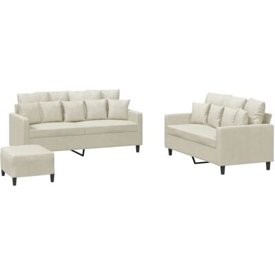 VIDAXL Creme Velours 3-Teile Sofagruppe VIDAXL Creme Velours 3-Teile Sofagruppe