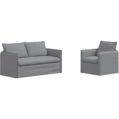 vidaXL Sofa 2-Tlg Hellgrau 196 x 82 x 85 cm Stoff 3407567 vidaXL Sofa 2-Tlg Hellgrau 196 x 82 x 85 cm Stoff 3407567