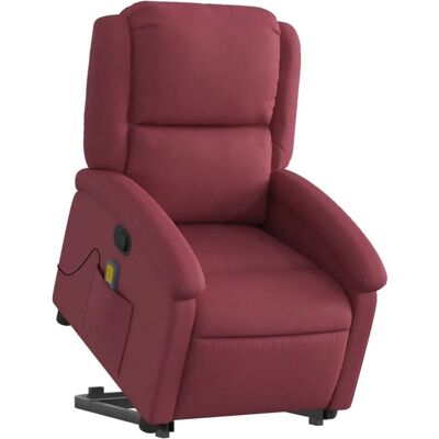 vidaXL Massagesessel Mit Aufstehhilfe Stoff Weinrot Mit Massage vidaXL Massagesessel Mit Aufstehhilfe Stoff Weinrot Mit Massage