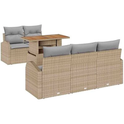 vidaXL Garten-Sofa-Set mit Kissen 6-Tlg Beige und Hellgrau 3349524 vidaXL Garten-Sofa-Set mit Kissen 6-Tlg Beige und Hellgrau 3349524