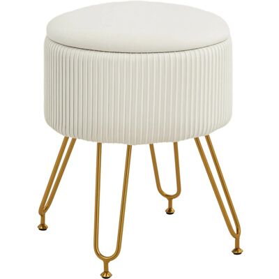 HOMCOM Sitzhocker 2-in-1 Polsterbank Polyester Stahl Cremeweiß 40 x 48H cm HOMCOM Sitzhocker 2-in-1 Polsterbank Polyester Stahl Cremeweiß 40 x 48H cm