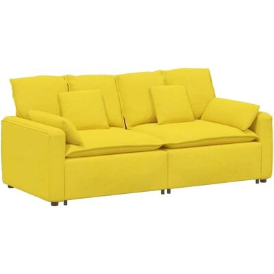 vidaXL Modulares Sofa mit Kissen Hellgelb - Sofa vidaXL Modulares Sofa mit Kissen Hellgelb - Sofa