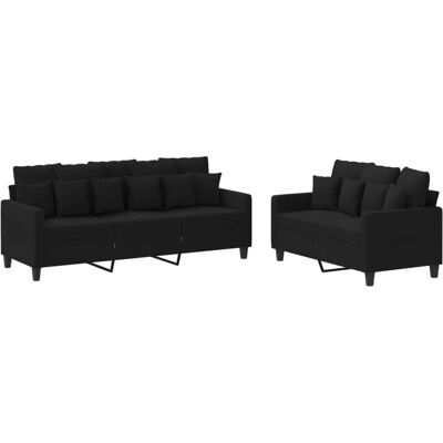 vidaXL Sofagarnitur - Schwarz, 2- und 3-Sitzer vidaXL Sofagarnitur - Schwarz, 2- und 3-Sitzer