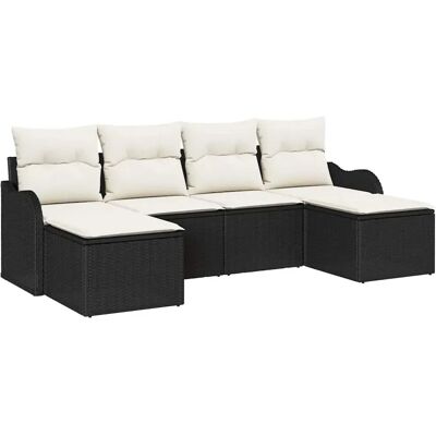 vidaXL Garten-Sofa-Set mit Kissen 6-Tlg Schwarz Poly Rattan 3345807 vidaXL Garten-Sofa-Set mit Kissen 6-Tlg Schwarz Poly Rattan 3345807