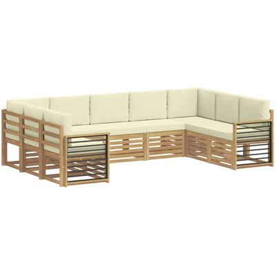 vidaXL Ecksofa Set mit Kissen 9 Stk Weiß und Creme Polyester 3392515 vidaXL Ecksofa Set mit Kissen 9 Stk Weiß und Creme Polyester 3392515