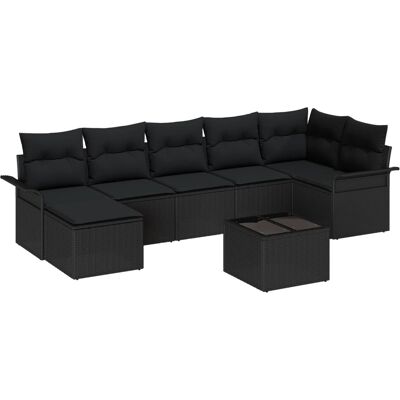 vidaXL Garten-Sofa-Set mit Kissen 8-Tlg Schwarz Poly Rattan 3354132 vidaXL Garten-Sofa-Set mit Kissen 8-Tlg Schwarz Poly Rattan 3354132