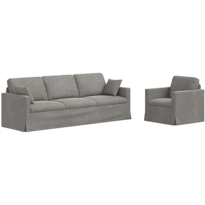 vidaXL Sofa 2-Tlg Hellgrau 228 x 78 x 80 cm Samt 3407625 vidaXL Sofa 2-Tlg Hellgrau 228 x 78 x 80 cm Samt 3407625