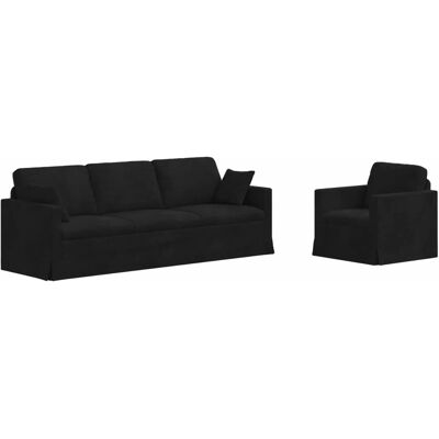 vidaXL Sofa 2-Tlg Schwarz 228 x 78 x 80 cm Samt 3407631 vidaXL Sofa 2-Tlg Schwarz 228 x 78 x 80 cm Samt 3407631