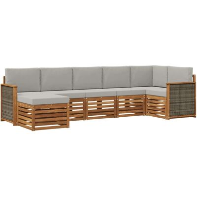 vidaXL Ecksofa Set mit Kissen 6 Stk Natur und Hellgrau 3384617 vidaXL Ecksofa Set mit Kissen 6 Stk Natur und Hellgrau 3384617