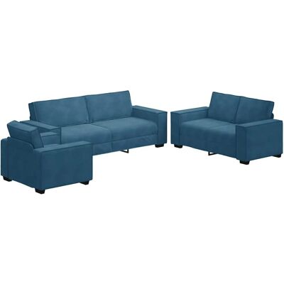 vidaXL 3-tlg. Blau Samt Sofa-Set - Sofa Set vidaXL 3-tlg. Blau Samt Sofa-Set - Sofa Set