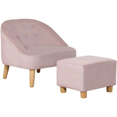 HOMCOM Kindersessel mit Fußhocker Samtoptik Rosa 51 x 51 x 50 cm HOMCOM Kindersessel mit Fußhocker Samtoptik Rosa 51 x 51 x 50 cm