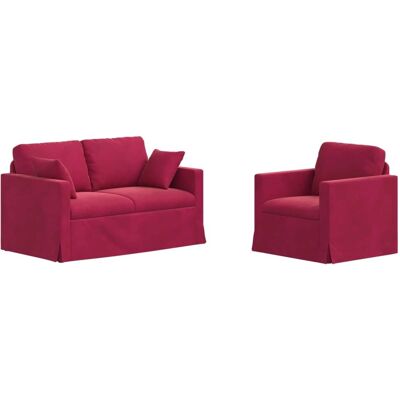 vidaXL Sofa Set 2-Tlg Weinrot 138 x 78 x 80 cm Samt 3407512 vidaXL Sofa Set 2-Tlg Weinrot 138 x 78 x 80 cm Samt 3407512
