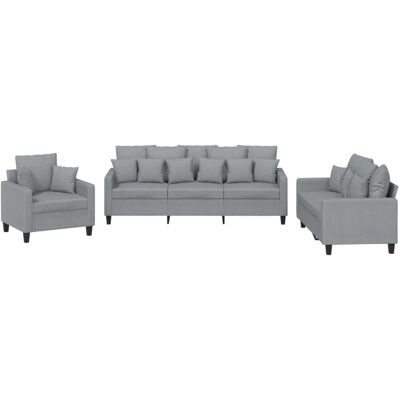 vidaXL Leichtgraues 3-teiliges Stoffsofa-Set - Sofa vidaXL Leichtgraues 3-teiliges Stoffsofa-Set - Sofa
