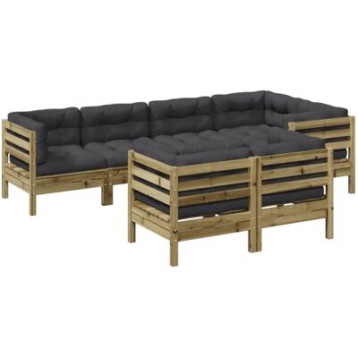 vidaXL 7-tlg. Garten-Sofagarnitur mit Kissen - Gartenmöbel vidaXL 7-tlg. Garten-Sofagarnitur mit Kissen - Gartenmöbel