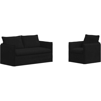 vidaXL Sofa 2-Tlg Schwarz 196 x 82 x 85 cm Stoff 3407569 vidaXL Sofa 2-Tlg Schwarz 196 x 82 x 85 cm Stoff 3407569