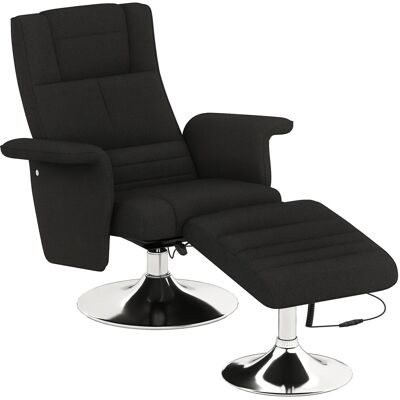 HOMCOM Massagesessel mit Fußhocker Polyester Stahl Schwarz 78L x 95B x 88H cm HOMCOM Massagesessel mit Fußhocker Polyester Stahl Schwarz 78L x 95B x 88H cm