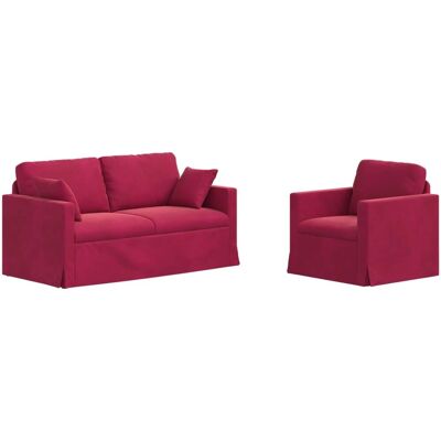 vidaXL Sofa 2-Tlg Weinrot 158 x 78 x 80 cm Samt 3407556 vidaXL Sofa 2-Tlg Weinrot 158 x 78 x 80 cm Samt 3407556