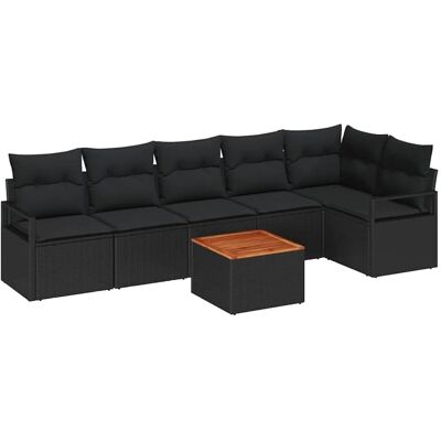 vidaXL Garten-Sofa-Set 7-Tlg Schwarz 3356385 vidaXL Garten-Sofa-Set 7-Tlg Schwarz 3356385