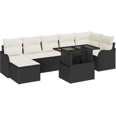 vidaXL Garten-Sofa-Set mit Kissen 8-Tlg Schwarz Poly Rattan 3357240 vidaXL Garten-Sofa-Set mit Kissen 8-Tlg Schwarz Poly Rattan 3357240