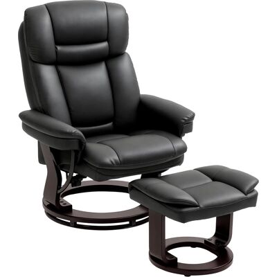 HOMCOM Relaxsessel mit Hocker mit Liegefunktion für Wohnzimmer Kunstleder Schwarz HOMCOM Relaxsessel mit Hocker mit Liegefunktion für Wohnzimmer Kunstleder Schwarz