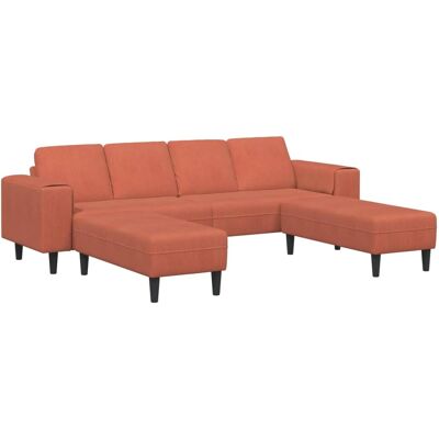vidaXL Sofa mit Kissen Rot-Orange 250 x 188 x 76 cm Cordstoff 3335138 vidaXL Sofa mit Kissen Rot-Orange 250 x 188 x 76 cm Cordstoff 3335138